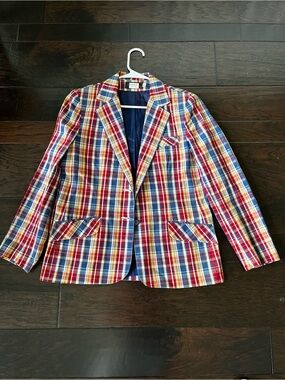 Abvien Vintage Plaid Multi-Color Womens Blazer - Size 9/10
